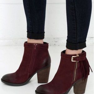 Steve Madden Woodmeer Leather Booties w/ fringe zipper - Western